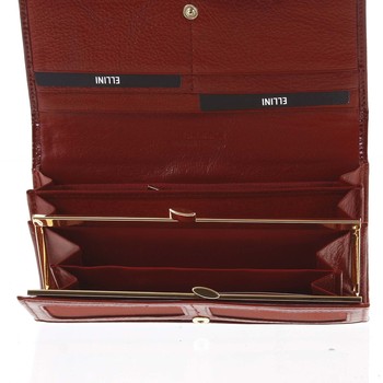 Luxusní obrovská dámská kožená peněženka červená - Ellini Fleur