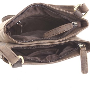 Pánská kožená crossbody taška tmavě hnědá - WILD Graison