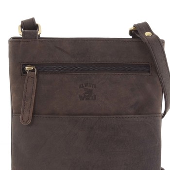 Pánská kožená crossbody taška tmavě hnědá - WILD Graison
