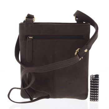 Pánská kožená crossbody taška tmavě hnědá - WILD Graison