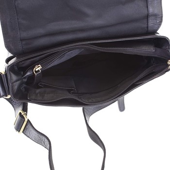 Pánská kožená taška přes rameno černá - WILD Ademar