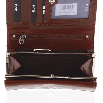 Praktická dámská větší hnědá kožená peněženka - Ellini Patia