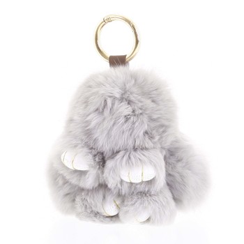 Chlupatý přívěsek šedý - Rabbit 03