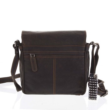 Pánská kožená crossbody taška tmavě hnědá - Greenwood Shallow