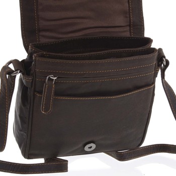 Pánská kožená crossbody taška tmavě hnědá - Greenwood Shallow