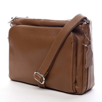 Dámská kožená crossbody kabelka světle hnědá - ItalY Bandit