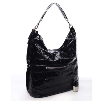 Velká kožená dámská kabelka černá - ItalY Celinda