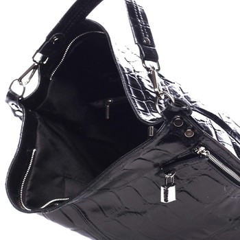 Velká kožená dámská kabelka černá - ItalY Celinda
