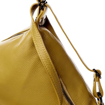 Dámská kožená kabelka batoh žlutá - ItalY Nadine