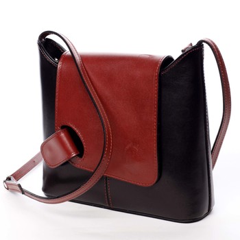 Dámská kožená crossbody kabelka černo červená - ItalY Misty