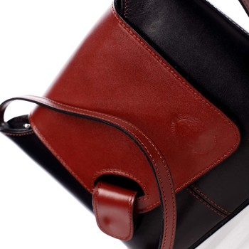 Dámská kožená crossbody kabelka černo červená - ItalY Misty