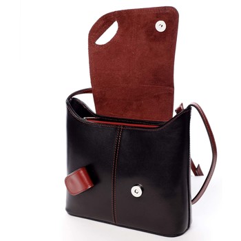 Dámská kožená crossbody kabelka černo červená - ItalY Misty