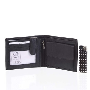 Prostorná pánská kožená černá peněženka - Tomas Vilaj