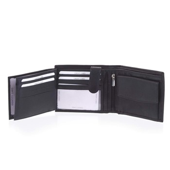 Prostorná pánská kožená černá peněženka - Tomas Vilaj