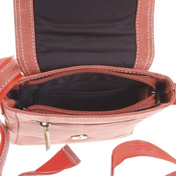 Kožená pánská crossbody taška na doklady červená broušená 0213