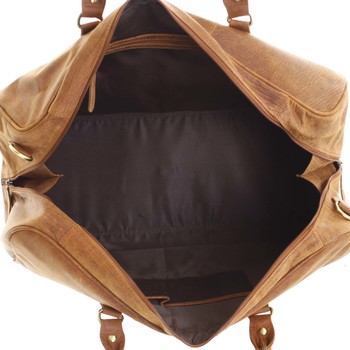 Velká cestovní kožená taška světle hnědá - WILD Aurimas