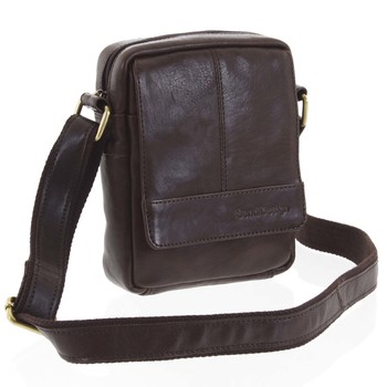 Pánská kožená crossbody taška na doklady tmavě hnědá - SendiDesign Niall
