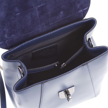 Dámský originální kožený temně modrý batůžek/kabelka - ItalY Acnes