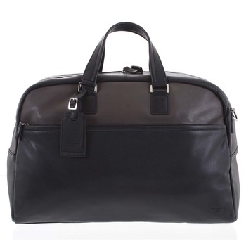 Cestovní kožená taška černá taupe - Hexagona Everyday