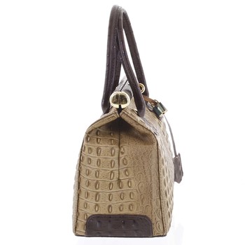 Luxusní dámská kožená kabelka do ruky béžová - ItalY Hyla Kroko