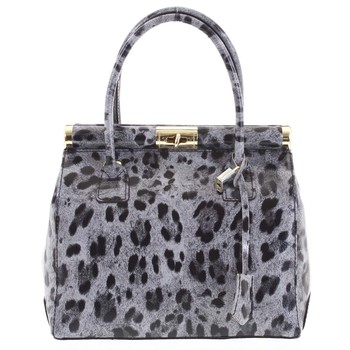 Luxusní dámská kožená kabelka do ruky šedá - ItalY Hyla Jaguar