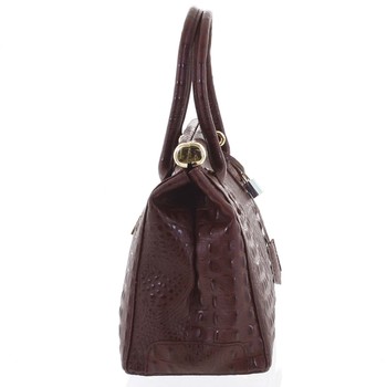 Luxusní dámská kožená kabelka do ruky bordó - ItalY Hyla Kroko