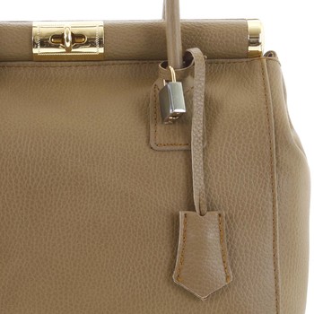 Luxusní dámská kožená kabelka do ruky béžová - ItalY Hyla