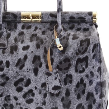 Módní originální dámská kožená kabelka do ruky šedá - ItalY Hila Jaguar