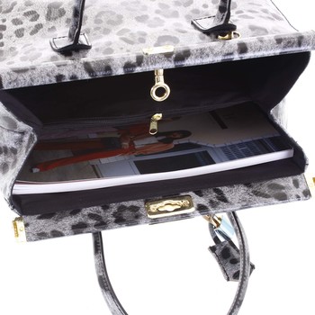 Módní originální dámská kožená kabelka do ruky šedá - ItalY Hila Jaguar