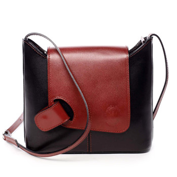Dámská kožená crossbody kabelka černo červená - ItalY Misty
