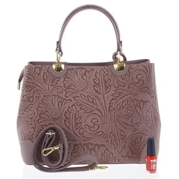 Originální dámská kožená kabelka tmavě růžová - ItalY Mattie