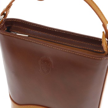 Hnědo koňaková kožená crossbody kabelka - ItalY Bryana