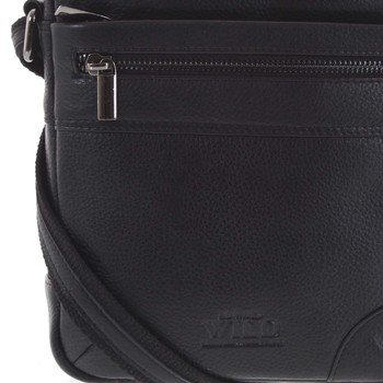 Moderní pánská kožená crossbody taška na doklady černá - WILD Anton