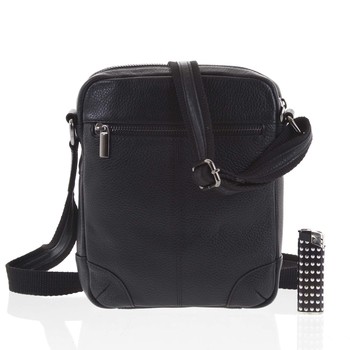 Moderní pánská kožená crossbody taška na doklady černá - WILD Anton