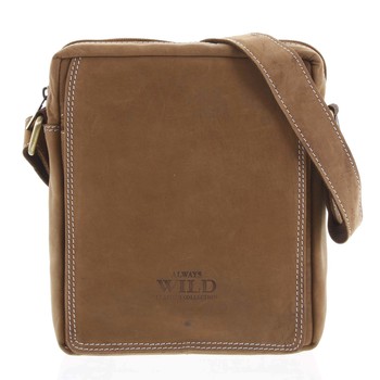Pánská kožená crossbody taška hnědá - WILD Yander