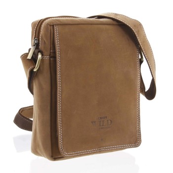 Pánská kožená crossbody taška hnědá - WILD Yander