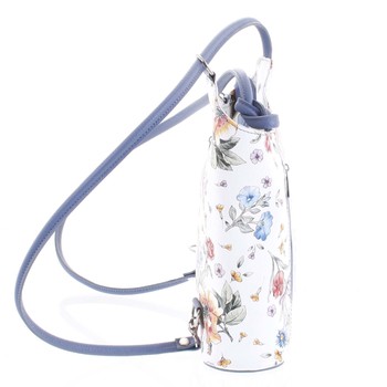 Dámská kožená kabelka batůžek květinová bledě modrá - ItalY Larry