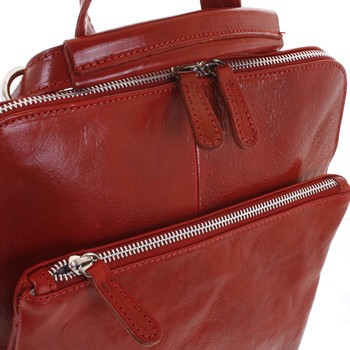 Dámský kožený batoh kabelka červený - ItalY Englidis