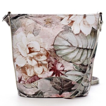 Taupe kožená crossbody kabelka - ItalY Bryana Flower