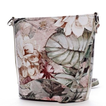 Taupe kožená crossbody kabelka - ItalY Bryana Flower