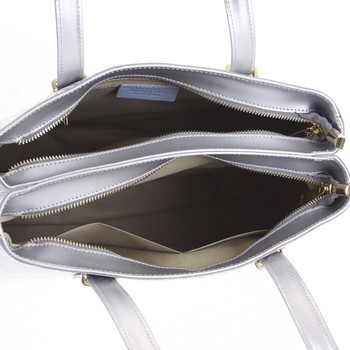 Exkluzivní dámská kožená kabelka šedostříbrná - ItalY Logistilla