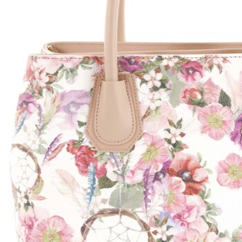 Originální dámská kožená kabelka růžová - ItalY Mattie Flower