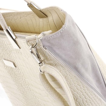 Luxusní dámská kožená kabelka béžová - ItalY Marion