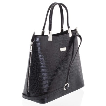 Luxusní dámská kožená kabelka černá - ItalY Marion