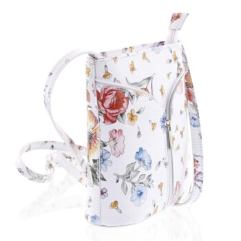 Dámská kožená crossbody kabelka bílá - ItalY Hallie Flower