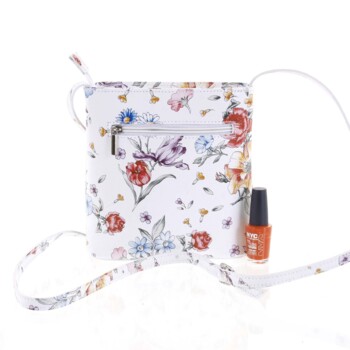 Dámská kožená crossbody kabelka bílá - ItalY Hallie Flower