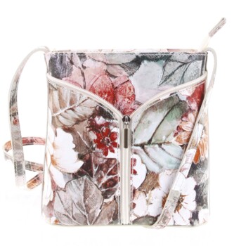 Dámská kožená crossbody kabelka taupe - ItalY Hallie Flower