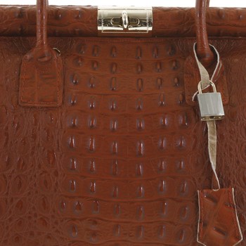 Luxusní dámská kožená kabelka do ruky tmavě červená - ItalY Hyla Kroko
