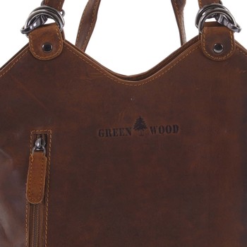 Dámská kožená kabelka batoh hnědá - Greenwood Ambision