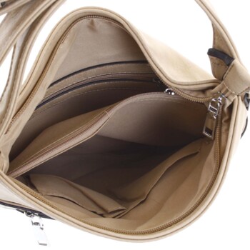 Trendy měkká crossbody kabelka světle béžová - Delami Devyn